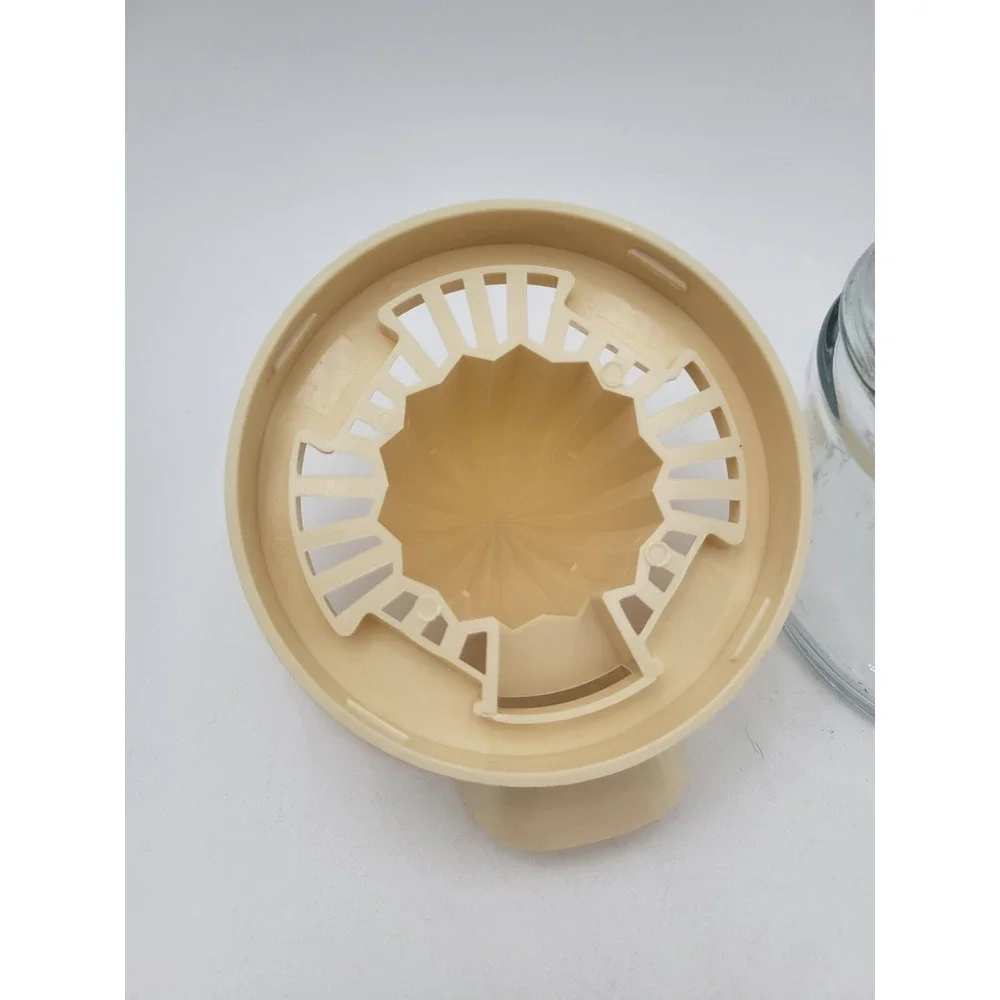 Gemco USA Manual Citrus Lemon Orange Juicer Glass Jar Plastic Lid Stripes